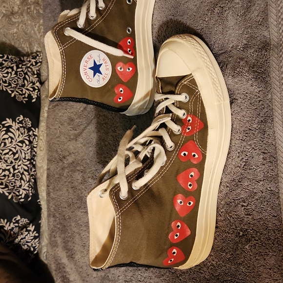 COMME DES GARCONS HIGH TOP UNISEX CONVERSE TENNIS SHOES - Picture 2 of 11